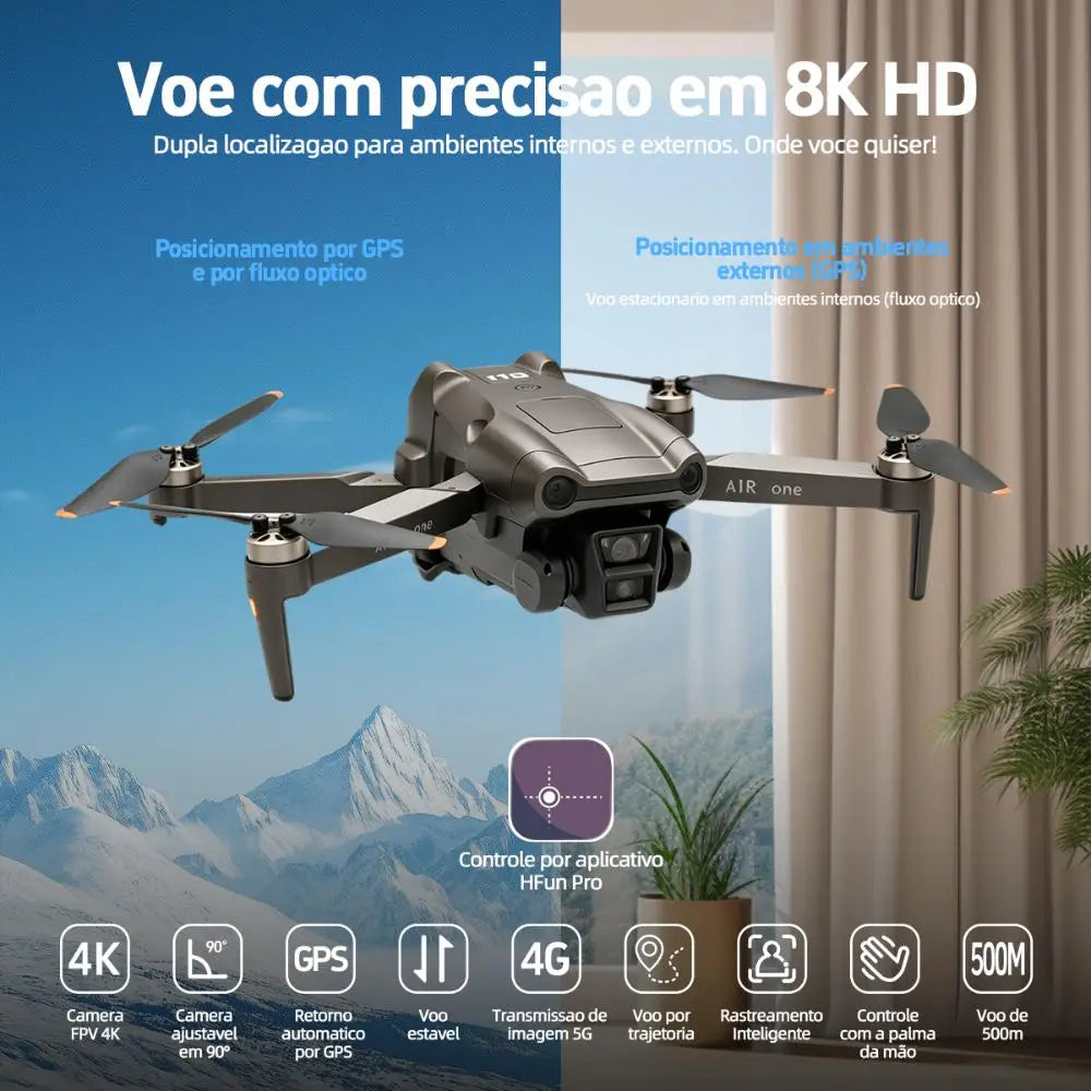 Dli-Air One Professional Drone 4K Dual Camera Fpv Wifi Gps Auto Return Lightweight Foldable 2 Batteries Remote Control