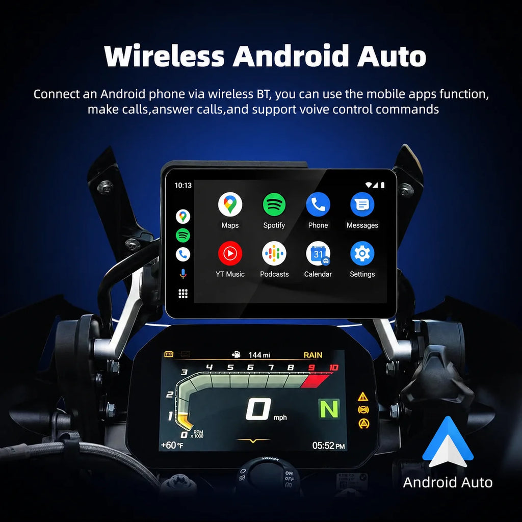 6.2 Inch Wireless Motorcycle CarPlay & Android Auto for BMW Motorcycles - Native Wonder Wheel，1200-Nit，IP69，Plug & Play