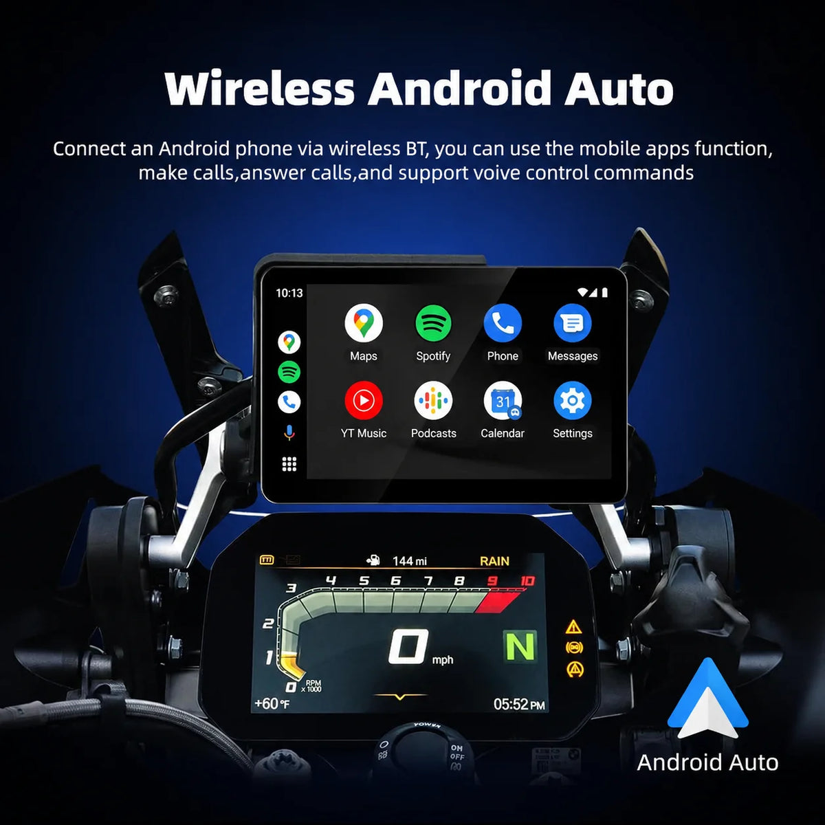 6.2 Inch Wireless Motorcycle CarPlay & Android Auto for BMW Motorcycles - Native Wonder Wheel，1200-Nit，IP69，Plug & Play