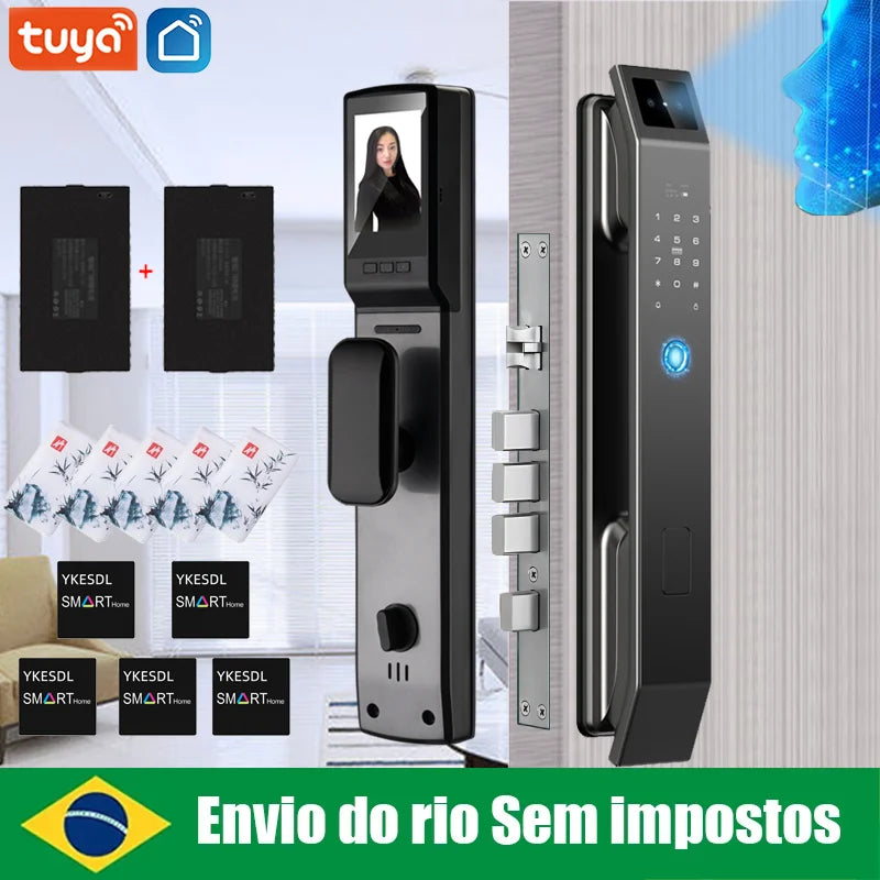 3D Face Recognition Unlock Digital Door Lock With Camera FIngerprint Password Unlock Keyless Electronic Door Lock