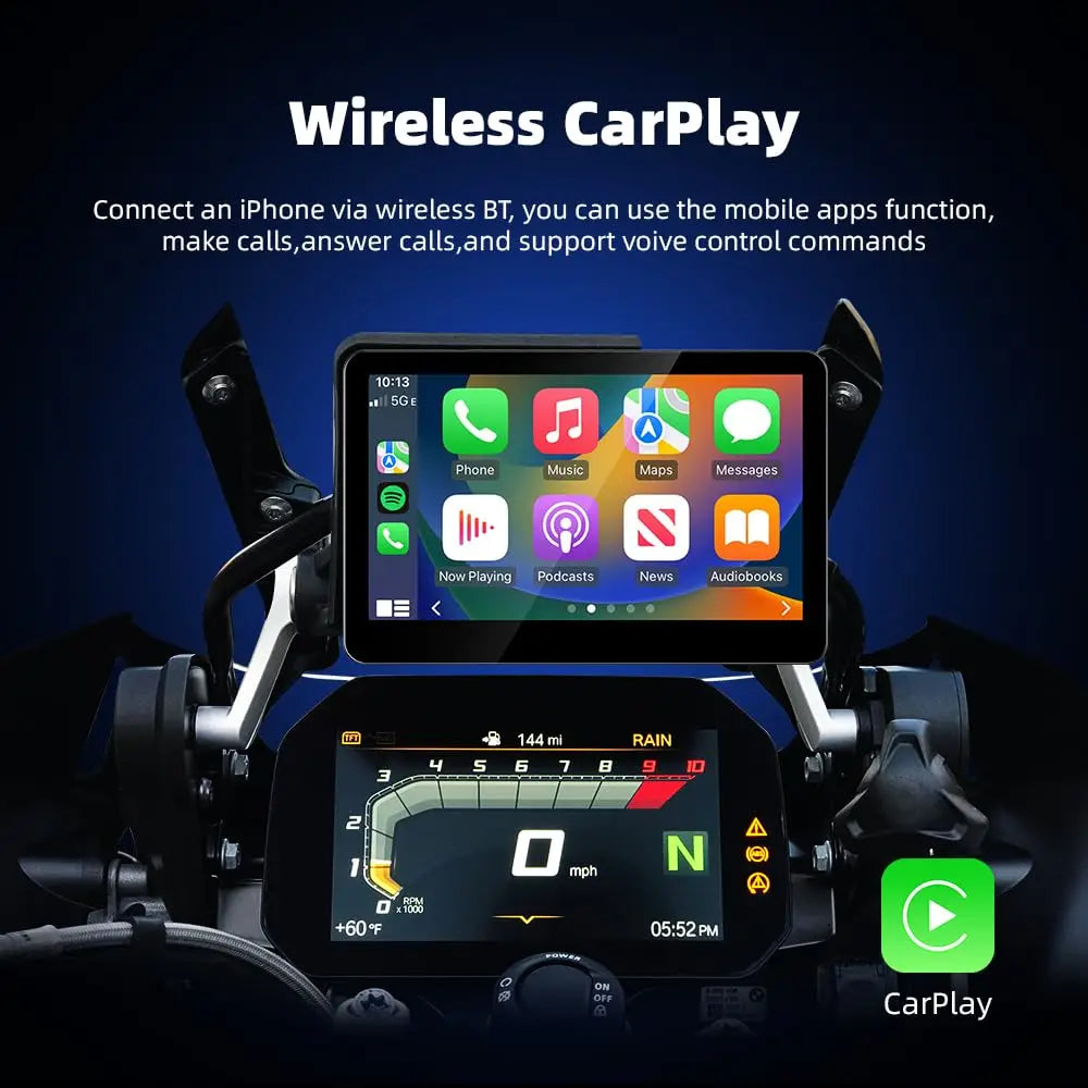 6.2 Inch Wireless Motorcycle CarPlay & Android Auto for BMW Motorcycles - Native Wonder Wheel，1200-Nit，IP69，Plug & Play