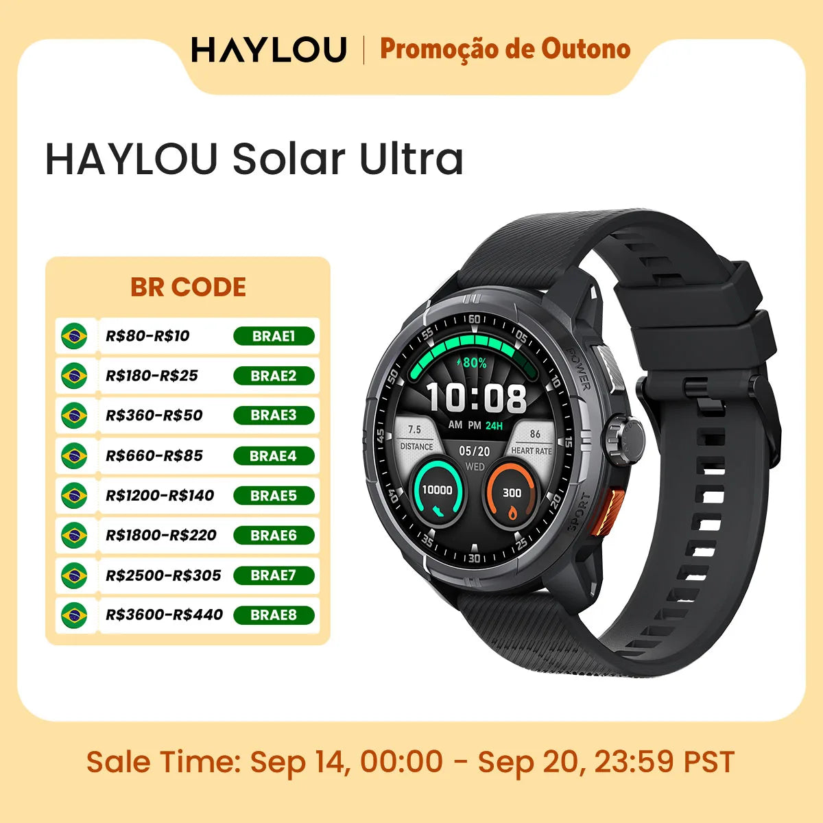 HAYLOU Solar Ultra GPS Smartwatch 1.6” AMOLED Display 5ATM Waterproof Built-in GPS Bluetooth Phone Calls Sports Smart Watch