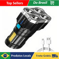 NEVERDIE STORE - Lanterna Led Prova Dágua 4 Núcleos Potente Usb Recarregável ENVIO RAPIDO PARA TODO O BRASIL