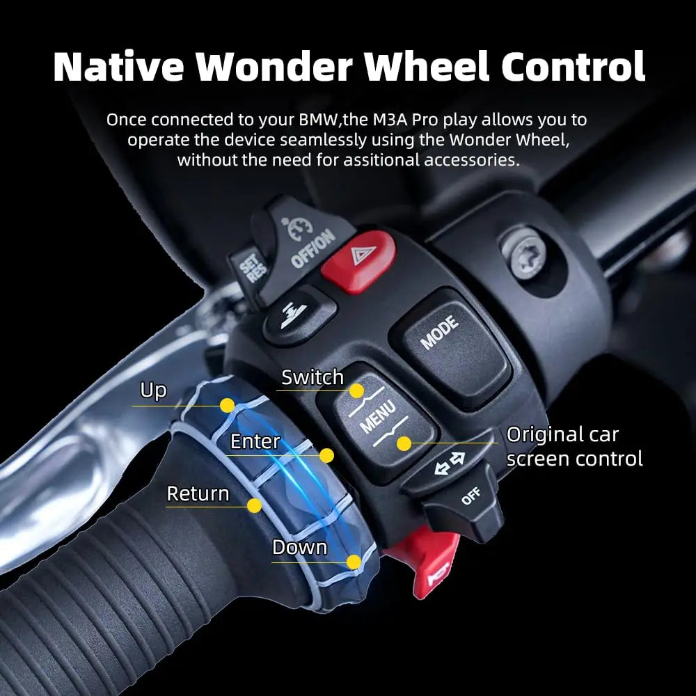 6.2 Inch Wireless Motorcycle CarPlay & Android Auto for BMW Motorcycles - Native Wonder Wheel，1200-Nit，IP69，Plug & Play