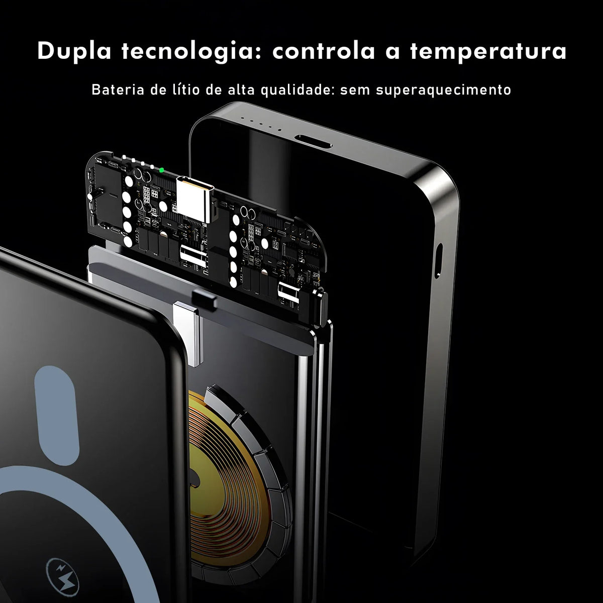 Magnetic Power Bank 10000Mah 15W Fast Wireless Charging with 20W Type-C Input for iPhone and Android Slim and Portable