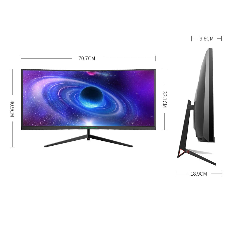 TITAN ARMY 30 inch 2K 200Hz Curved Gaming Monitor 21:9 2560x1080 Ultra Wide Ultra Slim Screen FREESYNC VESA Metal Black
