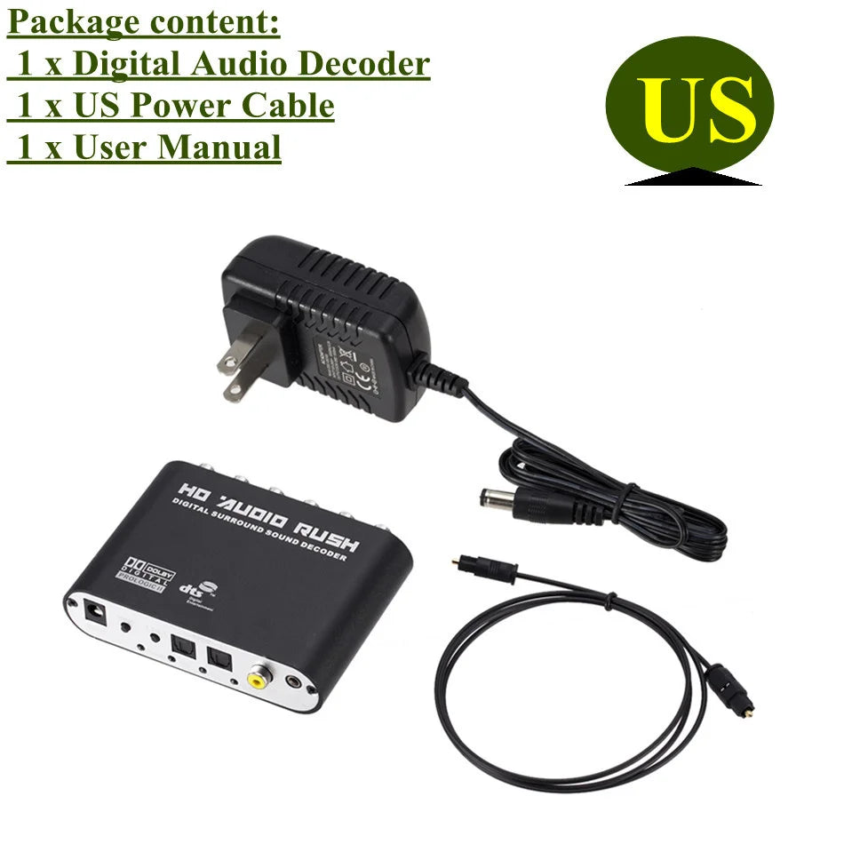 WVVMVV5.1 CH Audio Decoder SPDIF Coaxial to RCA DTS AC3 Optical Digital Amplifier Analog Converter Amplifier HD Audio Rush