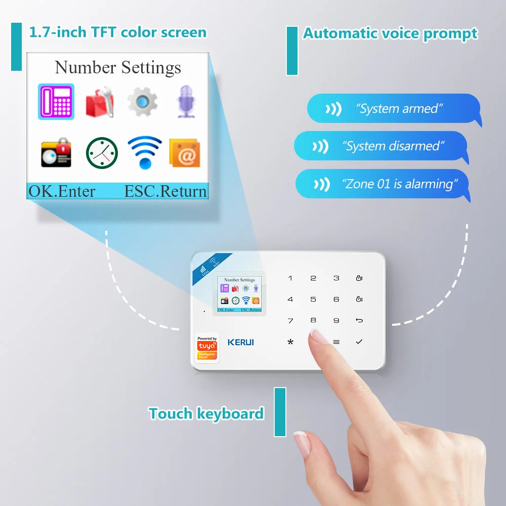 BR Delivery KERUI WIFI+GSM Home Alarm Kit Work With Tuya Smart Motion Sensor Detector 433MHZ Wireless Burglar Alarm Security