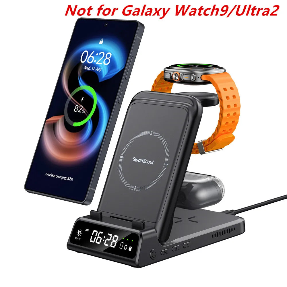 SwanScout 703S Wireless Charger for Samsung S25 Ultra S24 Z Fold 7 Z Flip 7 Charging Station for Galaxy Watch 8 7 for Buds 3 pro