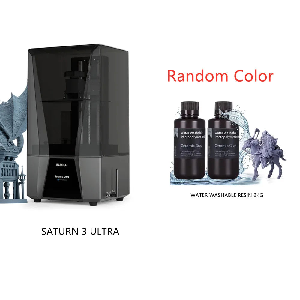 ELEGOO Mars 5 Ultra SATURN 3 Ultra SATURN 4 Ultra 12K SATURN 4 Ultra 16K 3D Printer Plus 1 pc Water Washable Resin 1KG