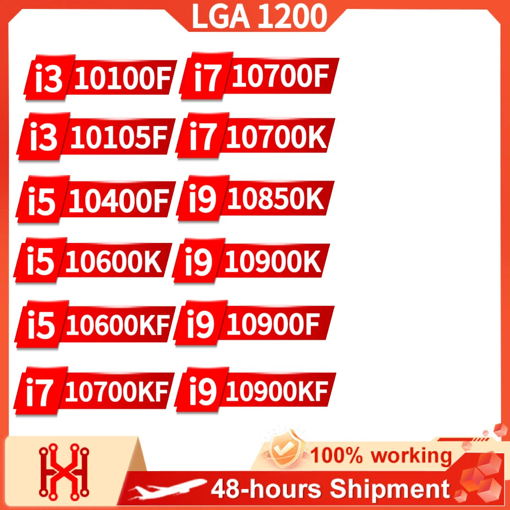 I3 10100F 10105F I5 10400F 10600K 10600KF I7 10700KF 10700F 10700K I9 10850K 10900K 10900F 10900KF Core 10th Gen for LGA 1200
