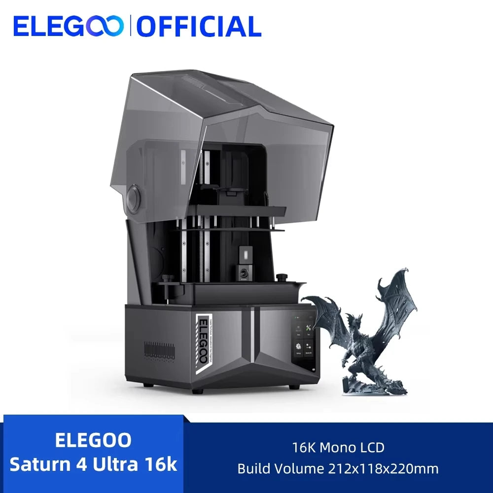ELEGOO SATURN 4 ULTRA 16K Resin 3D Printer with AI Print Monitoring High Speed Printing Size 8.33 × 4.66 × 8.66 Inches