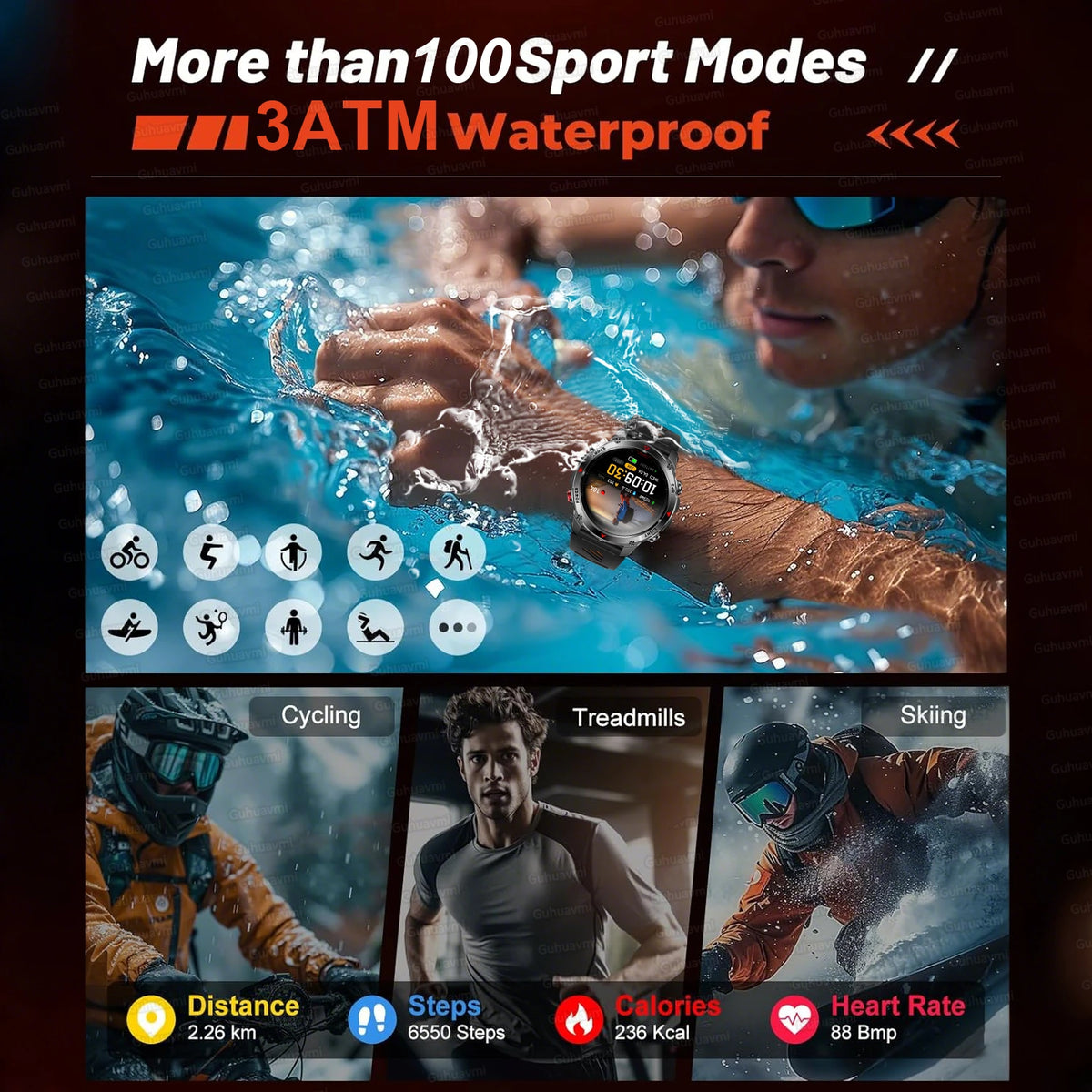 2025New Outdoor Military Smart Watch Men 1.46" AMOLED Built-in GPS Compass Altimeter 3ATM Waterproof Clock BT Call SmartWatches