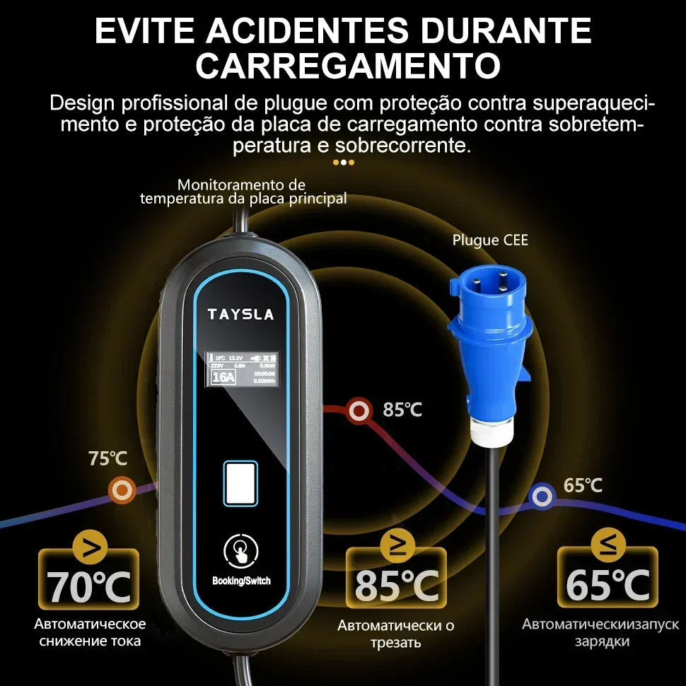 TAYSLA 7KW 32A Electric Car Charger Type 2 Portable EV Charger 80V-260V Charging Cable Wallbox for All Electric Vehicle BYD BMW