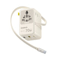 Baseus GaN Charger Universal Travel Adapter Built in 70W Retractable Cable 2AC 2 USB-A Type-C Fast Charging EU/UK/USA/AUS