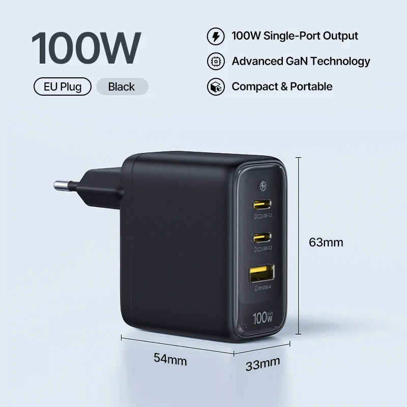 Baseus 100W Fast Charger Type C USB Charger Support QC PD PPS Portable Charger For iPhone 17 16 15 14 Macbook Air Laptop Charger