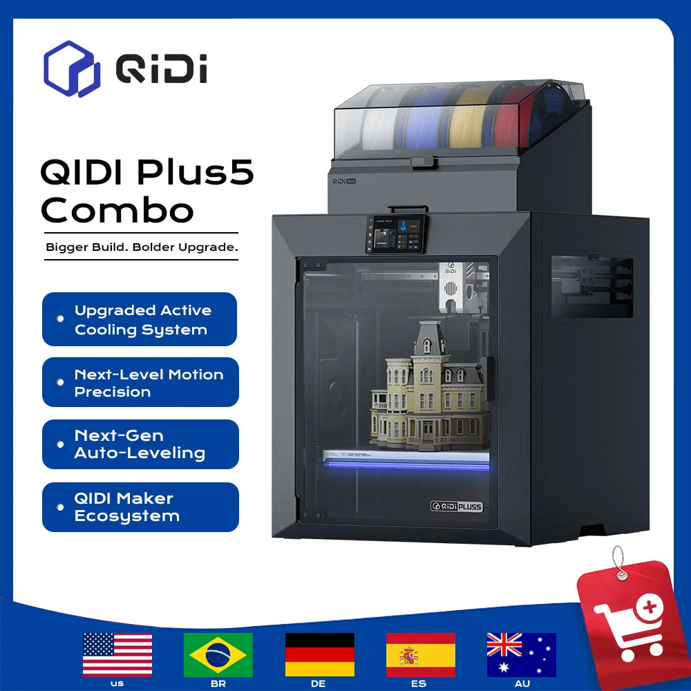 QIDI PLUS5 or Plus 5 COMBO 3D Printer, CoreXY 600mm/s High Speed Printing, 320x320x300mm Printing Size with QIDI Maker Ecosystem