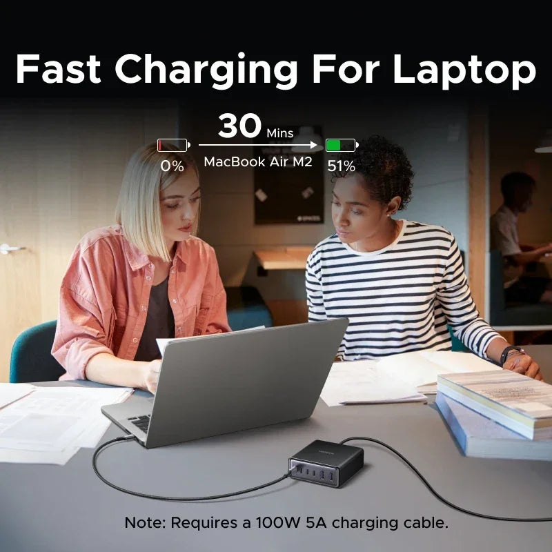 【Ship From Brazil】UGREEN 100W GaN Charger 6 in 1 Desktop Laptop Fast Charger For iPhone 18 17 16 Pro Max Macbook Tablet iPad