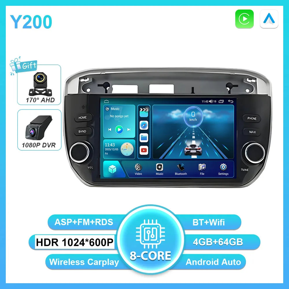 7'' Android 16 Auto Radio For Fiat Linea Punto evo 2012-2015 GPS WIFI Carplay Auto 4G Radio Stereo Multimedia Player Bluetooth