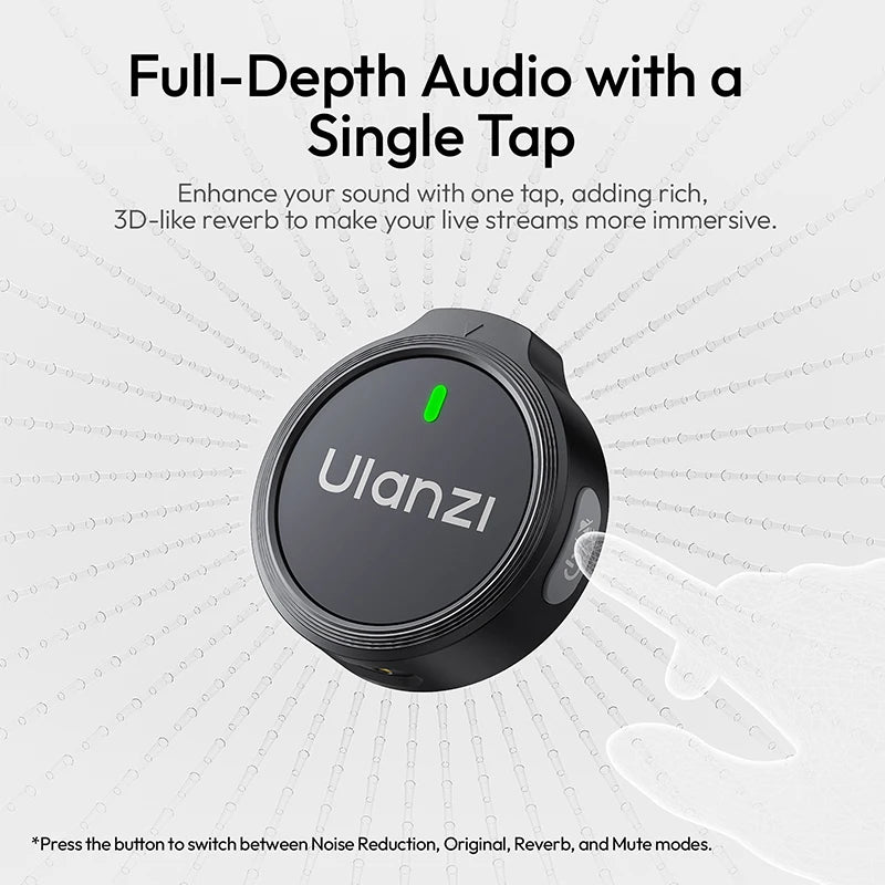 Ulanzi A21 Wireless Lapel Microphone Dual Recording 100M Transmission Noise Cancellation for Cameras Phone Video Recording Live