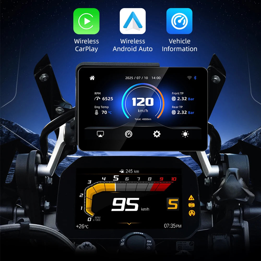 EKIY 6.2" GPS Motorcycle Navigation Wireless CarPlay Moto Android Auto For BMW R1200GS R1250GS F800 F900 S1000XR For WonderWheel
