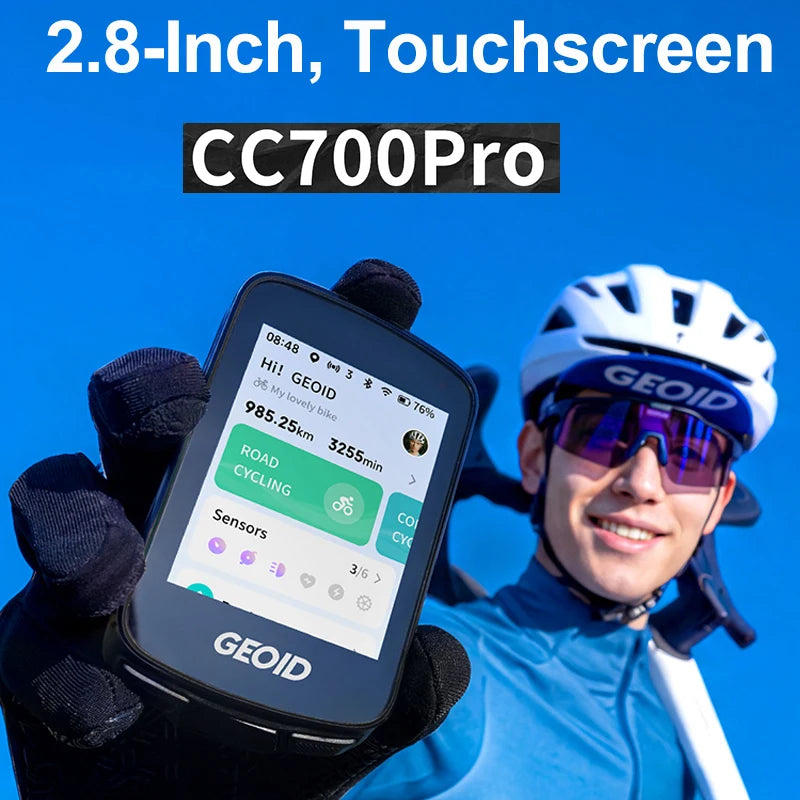 GEOID CC700 Pro 2.8" Inch Touchscreen Bicycle Computer GPS Bike Speedometer Global Map Navigation Cycling Odometer for Strava
