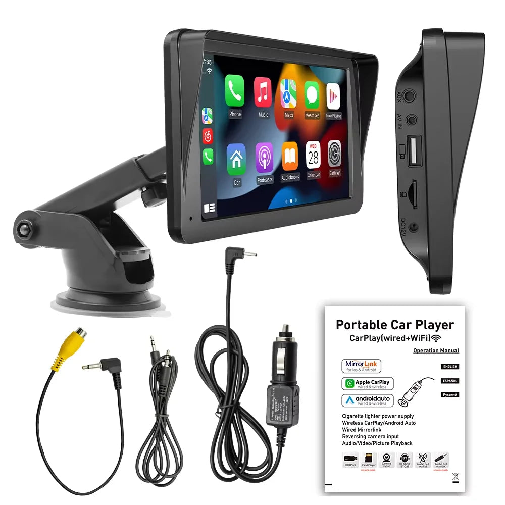 BQCC 7inch Car Radio Multimedia Video Player Wireless Carplay And Wireless Android Auto Touch Screen Sun Visor 5300