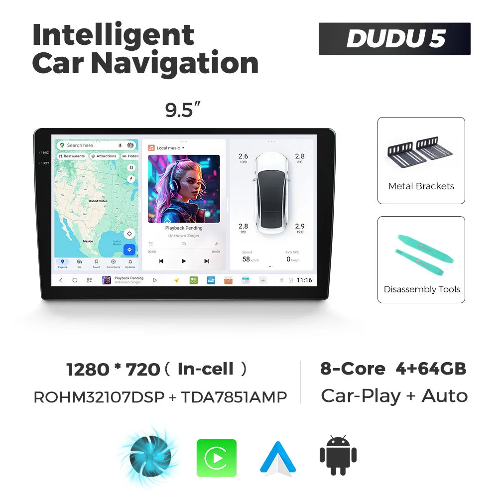 DUDUAUTO DUDU3/4/5/6/7 9.5/10.36inch Android 13 Car Radio Multimedia Player Intelligent System universal For Toyota Kia Hyundai