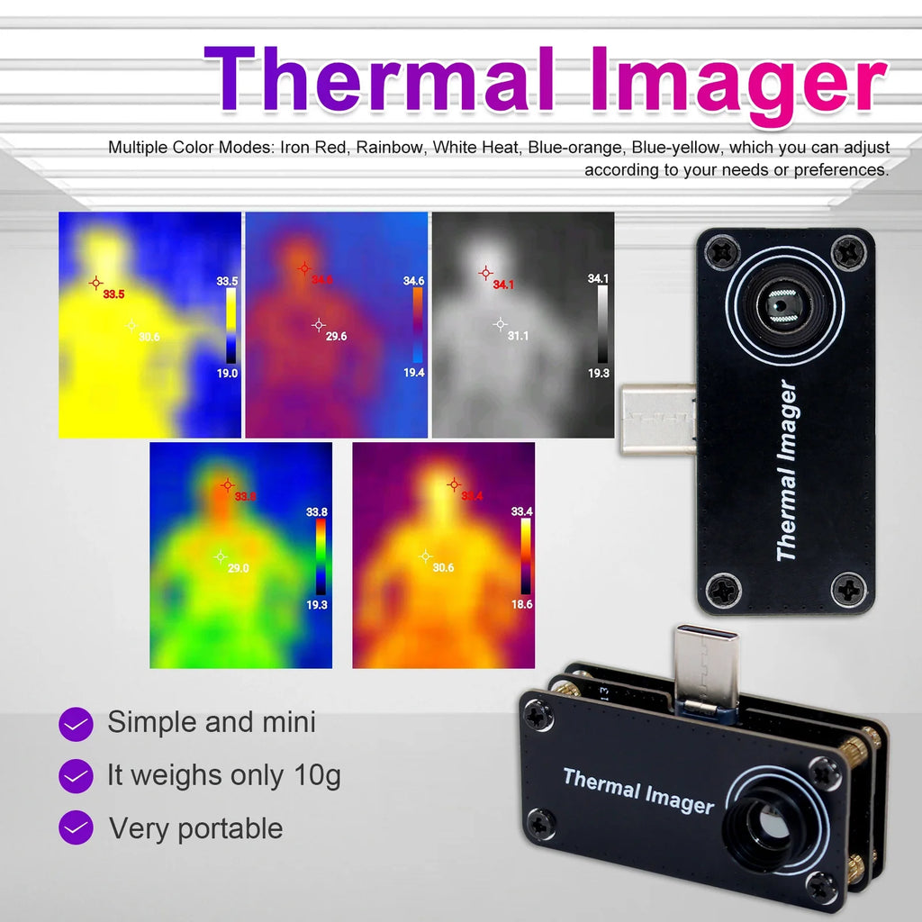 New Type-C Mobile Thermal Imager -20~1000°C 32*32 Pixels Infrared Camera APP Control Thermal Camera for Android Mobile Phone