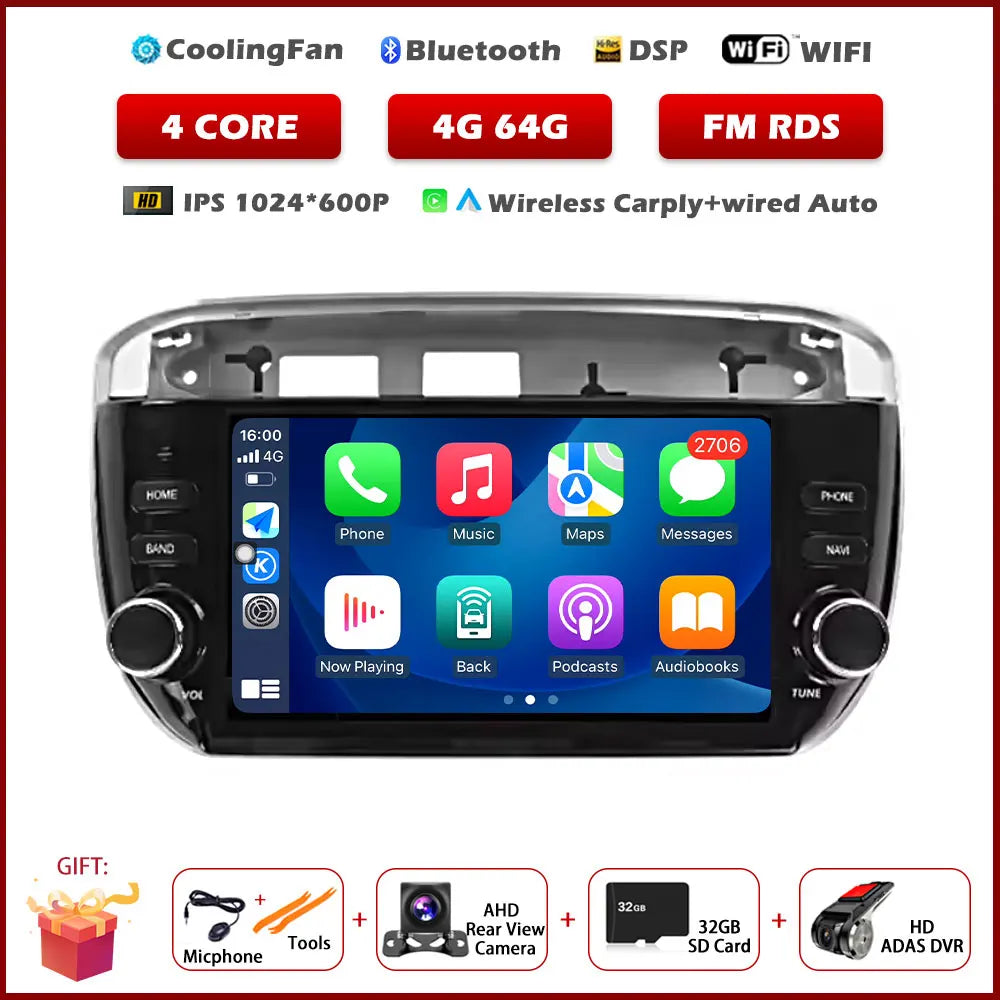 7" For Fiat Linea Punto Evo 2012 - 2015 4G Car Carplay Auto Android OS Radio Navigation GPS Multimedia Video Player BT 5.0