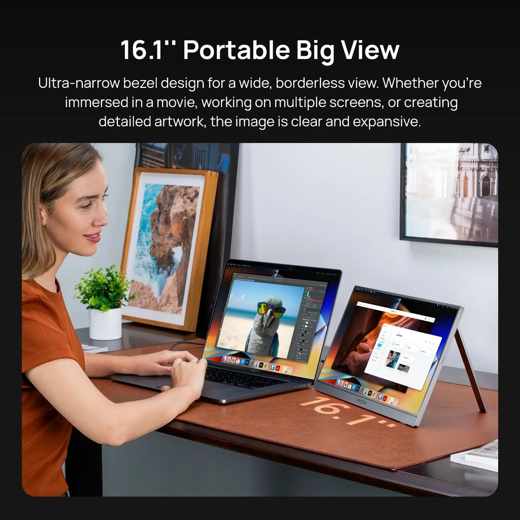 ARZOPA 16.1 Inch Gaming Portable Monitor, 1080P 300cd/㎡ IPS Screen for Mac Laptop PC Switch PS Xbox External Display Z1C Gray