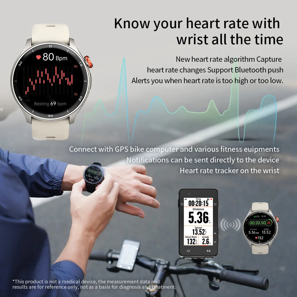 iGPSPORT LW10 1.43in AMOLED Screen Heart Rate Monitoring Bluetooth Call GPS Sports Fitness Blood Oxygen for Running Cycling
