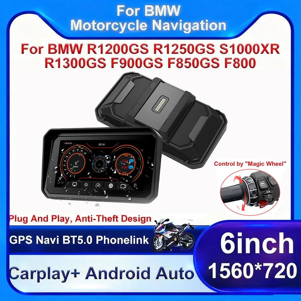6" Motorcycle Wireless Carplay Navigation DVR Android Auto For BMW R1300GS S1000 XRF750GS XR M1000 R1200GS R1250GS