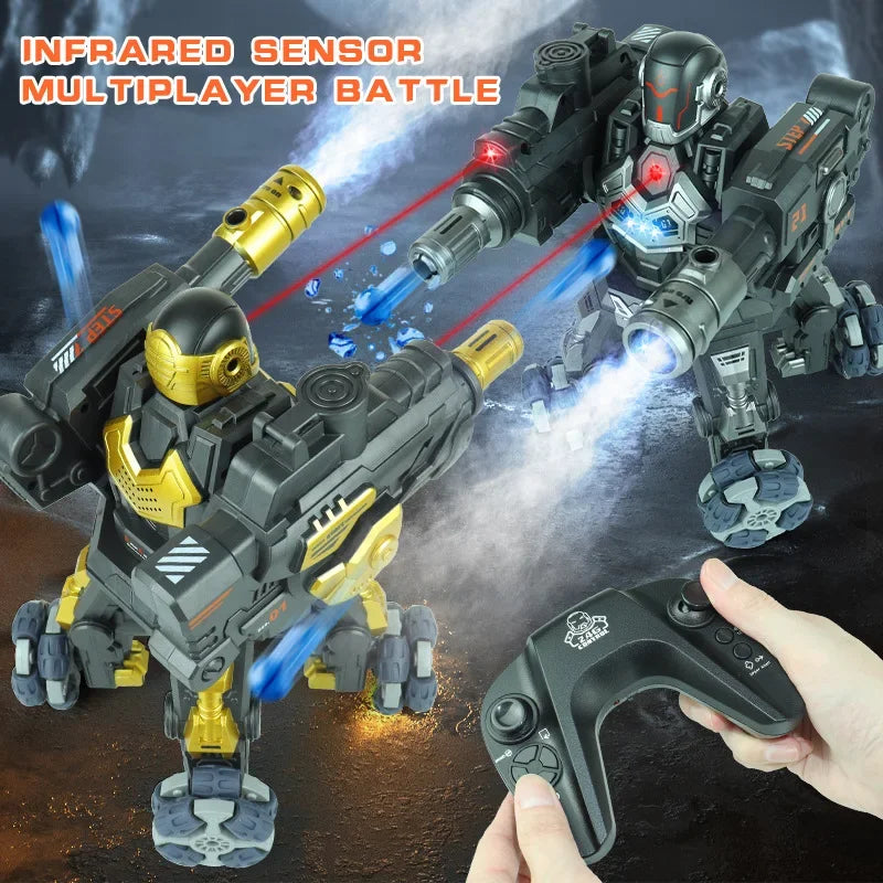 JC09 2.4G RC Robot Battle Spray Shoot Robo With Dual Remote Control Humanoid Fighting Robots Toys for Kids Christmas gift toy