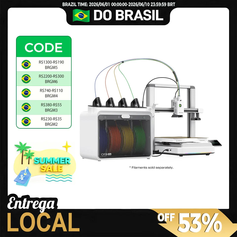 【Do Brasil】SPARKX i7/i7 Combo 3D Printer 500mm/s AI Photo-to-3D 45dB Silent Mode 95% Pre-Assemble Auto Leveling Custom RGB