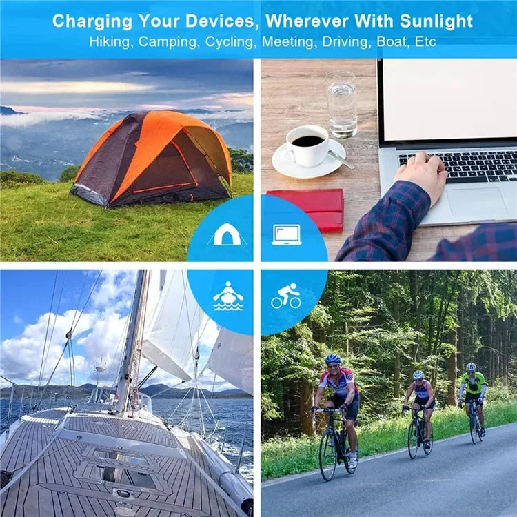 Solar panel 10/20W5V2A solar 4/6 folding bag solar 2USB fast charging portable folding bag camping hiking power bank