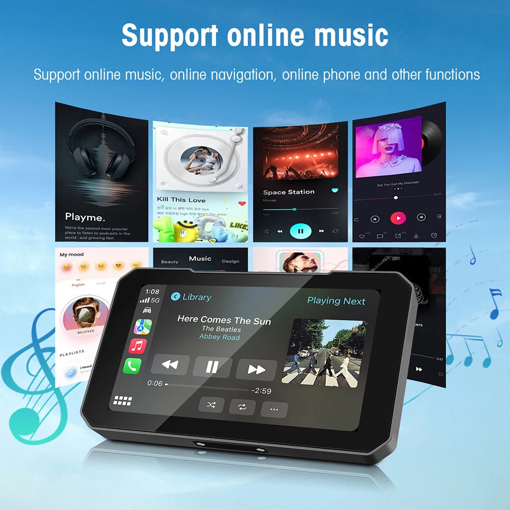 5 Inch Portable Mototorcycle Wireless Carplay/Android Auto GPS Navigator Touch Screen