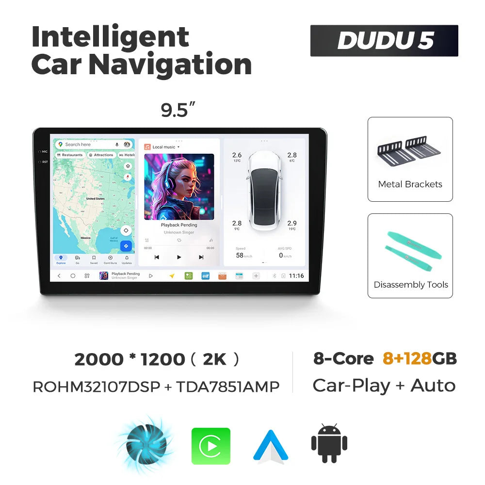 DUDUAUTO DUDU3/4/5/6/7 9.5/10.36inch Android 13 Car Radio Multimedia Player Intelligent System universal For Toyota Kia Hyundai