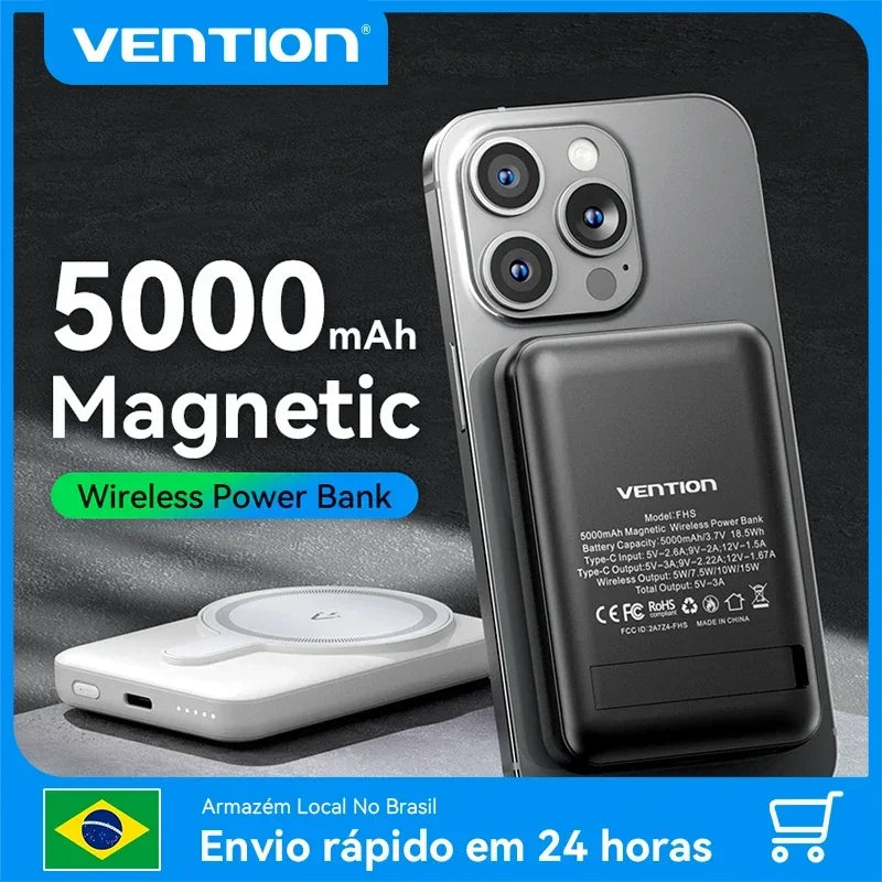 Vention BR 5000mAh Power Bank 15w Magnetic Power Bank Magsafe PD 20w Wireless Portable Mini Fast Charger for iPhone Powerbank
