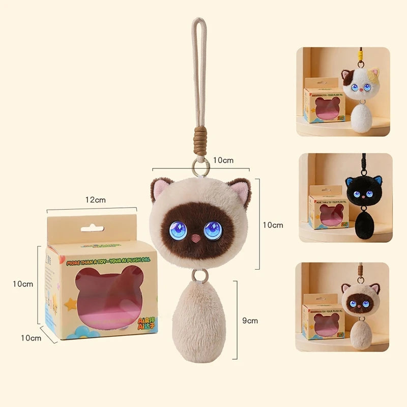 AI Smart Plush Robot with Dynamic Emotional Eyes Supports 66 Languages Cute Keychain Backpack Decoration Gift Doll Ornament