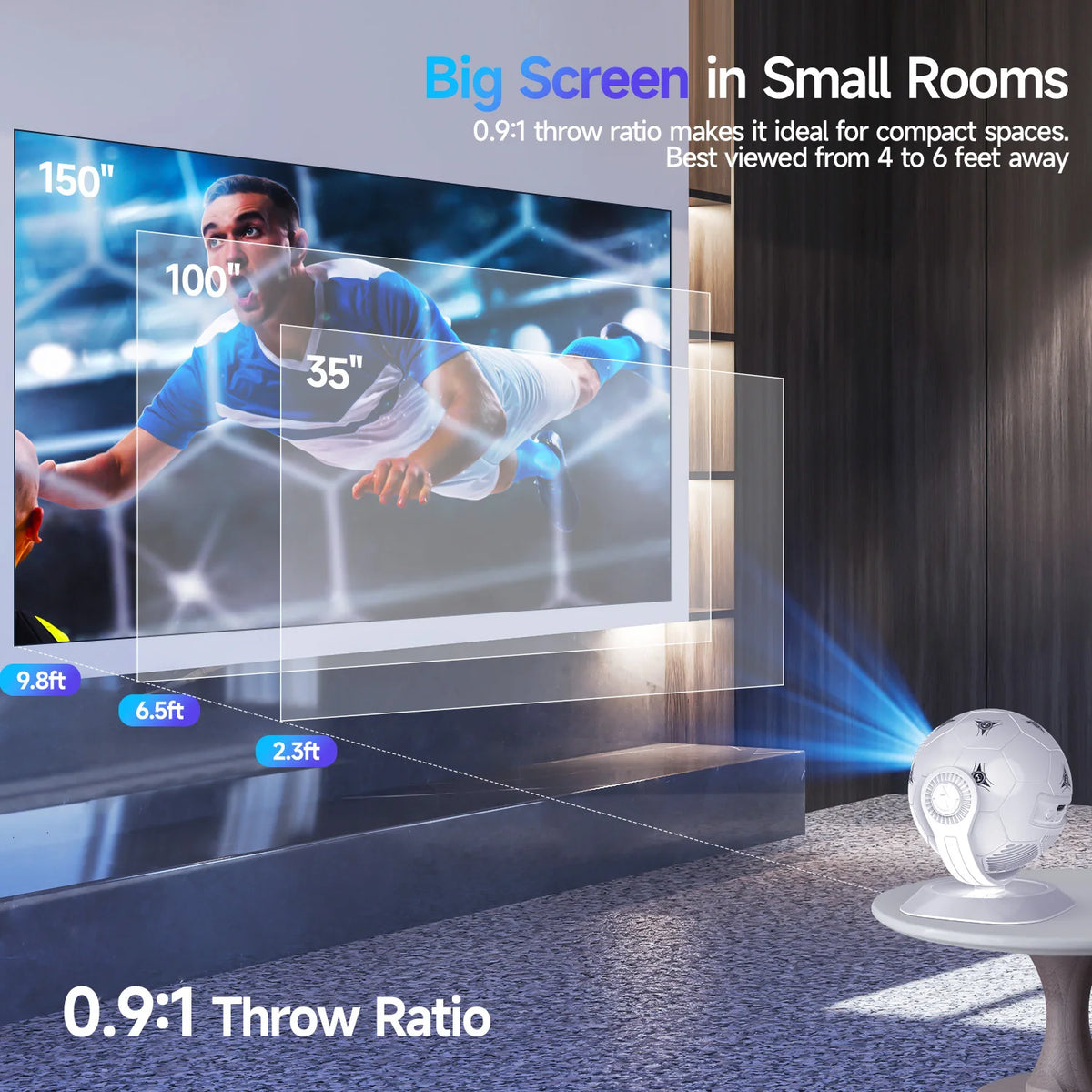 Magcubic HY300F Projector Creative Football Styliny Android 14 8K Projectors 300Ansi MINI Projector LED Wifi6 BT5.4 Home Theater