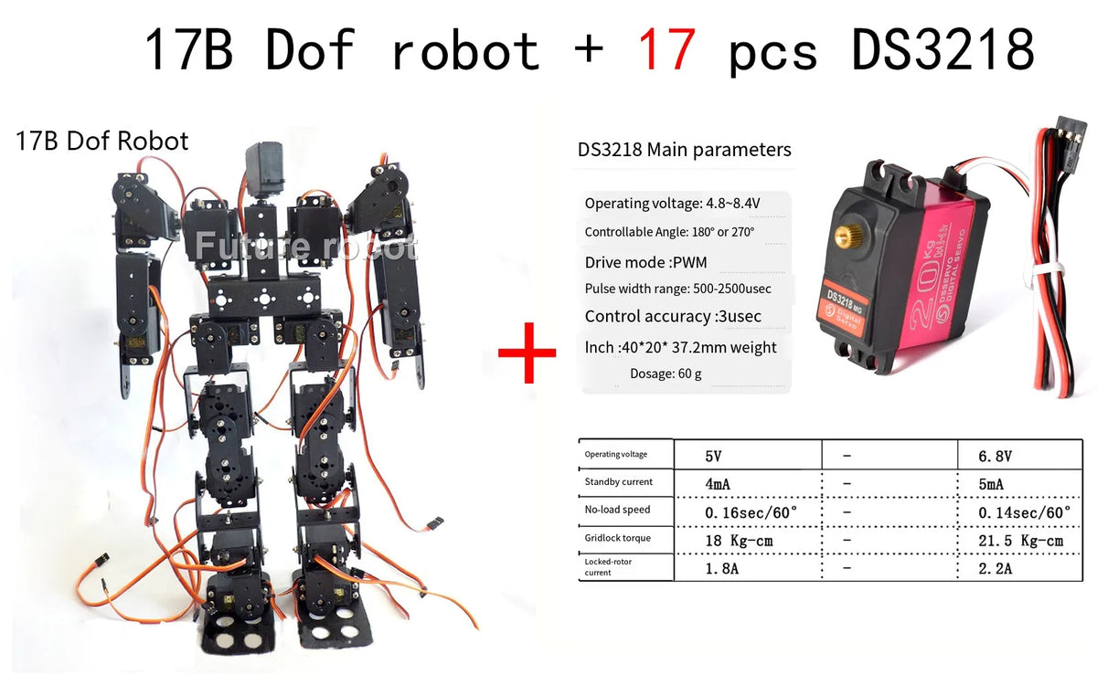17 Dof Robot Dance Robot Biped Walking Robot for Teaching DIY Kit Servo MG996/DS3218 Educational Kit Humanoid Programmable Robot