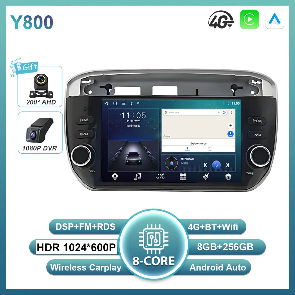 7'' Android 16 Auto Radio For Fiat Linea Punto evo 2012-2015 GPS WIFI Carplay Auto 4G Radio Stereo Multimedia Player Bluetooth