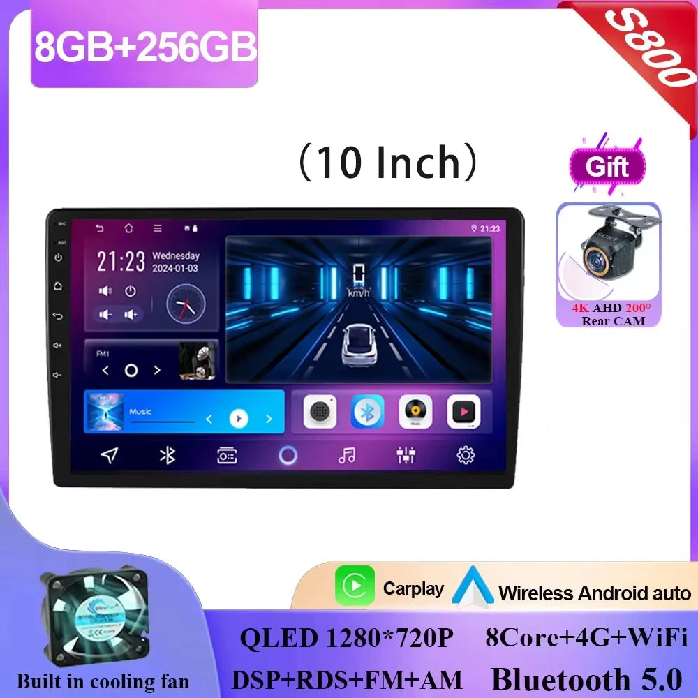 Android 15 9/10 Inch Car Multimedia Video Player 2DIN Stereo Radio Carplay Android Auto For Nissan Hyundai Kia Toyota Honda VW