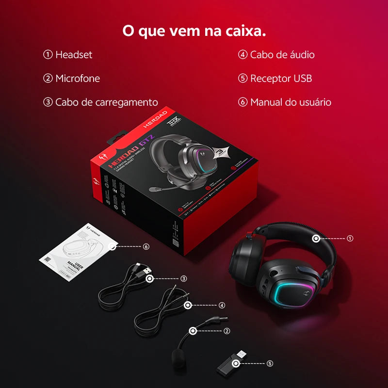 QCY Gaming Headset Heroad GT2 THX Spatial Audio+ 7.1.4 Tri-mode RGB 3-Mic ENC Over Ear Headphone for PC/PS4/PS5 Headset Gamer