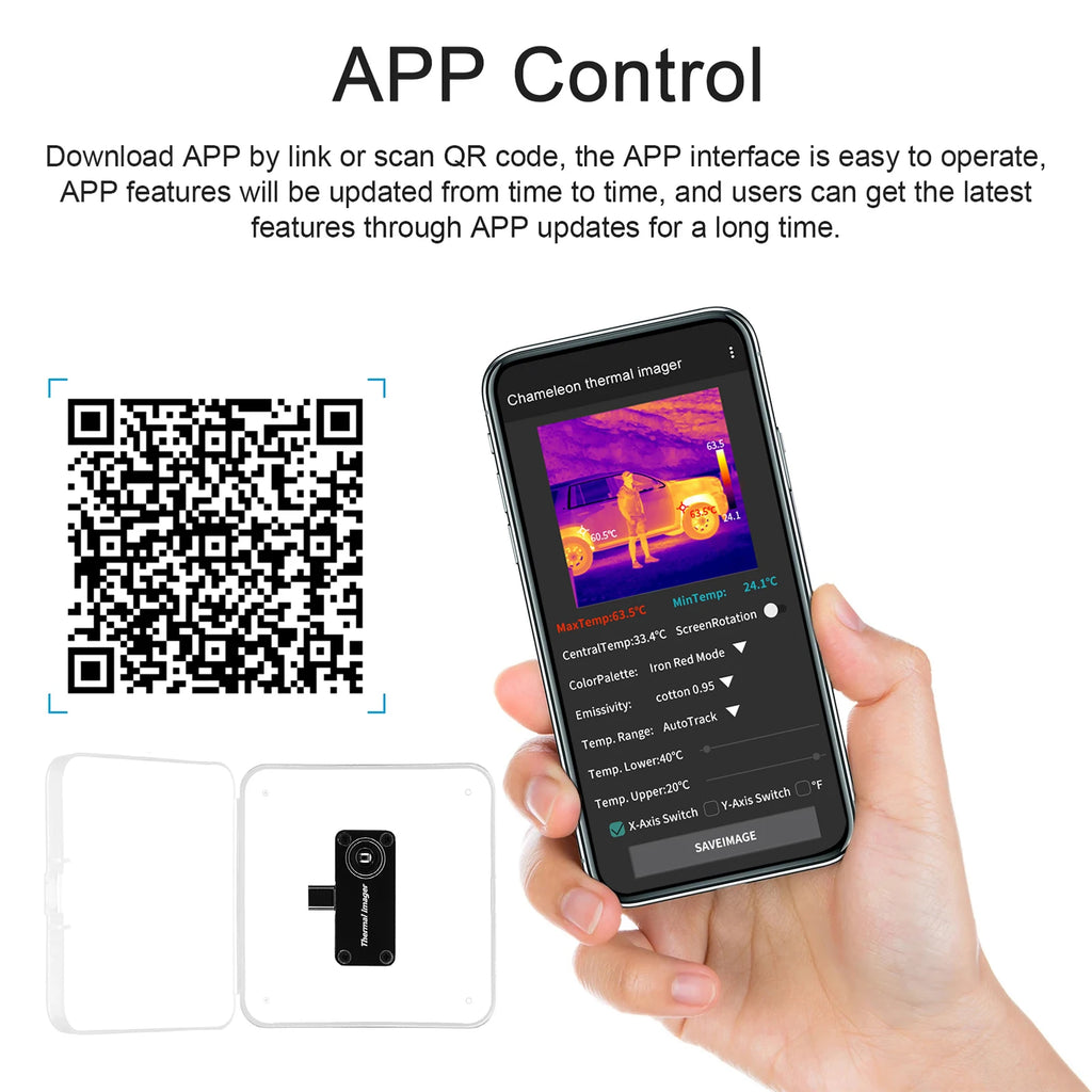 New Type-C Mobile Thermal Imager -20~1000°C 32*32 Pixels Infrared Camera APP Control Thermal Camera for Android Mobile Phone