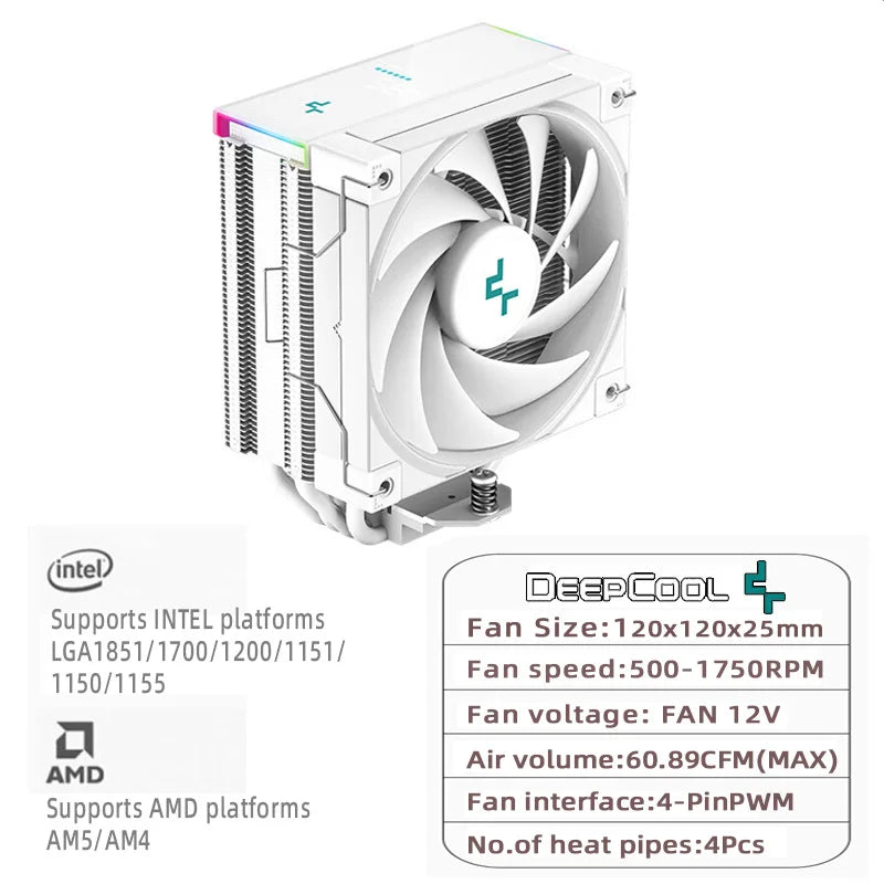 DeepCool AK400 Digital LCD Display CPU Cooler 4 Heat pipes Air Cooling PC Radiator For LGA1700/1200 115X AM4 AM5