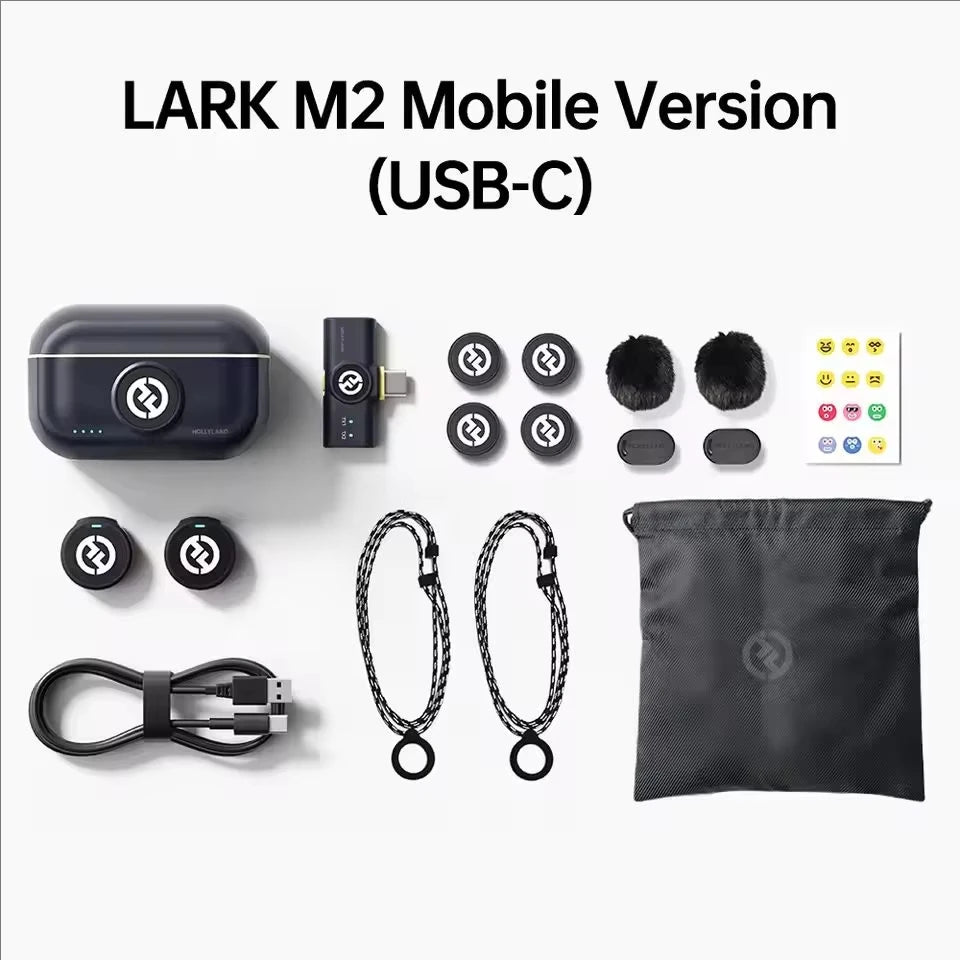 Hollyland Lark M2 Wireless Lavalier Microphone for Android/iPhone Camera Noise Cancellation for Video Recording Streaming Mic