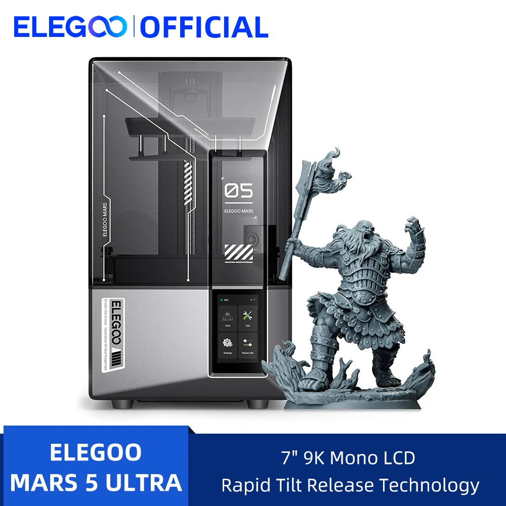 ELEGOO MARS 5 ULTRA 9K MSLA Resin 3D Printer with Auto Leveling and AI Smart Camera, High Speed Printing Size 153.36×77.76×165mm