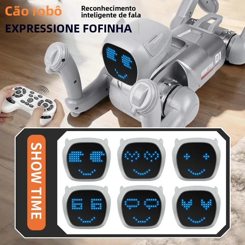 Intelligent robot dog, AI companion toy, voice commands, 20 types of action programming,singing and telling stories,child's gift